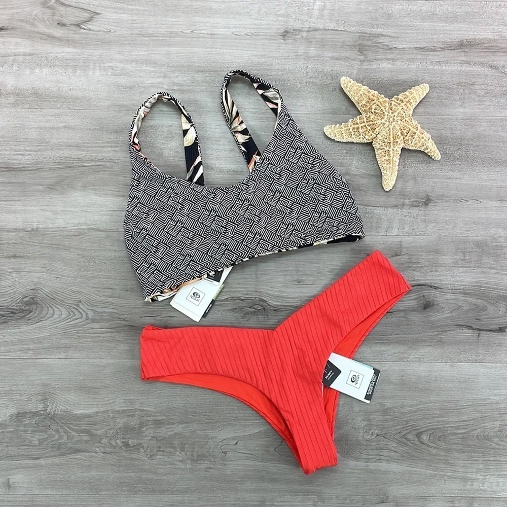 ☀️RIP CURL☀️ reversible HAVANA TWIST CROP PREMIUM SKIMPY HIPSTER BIKINI …